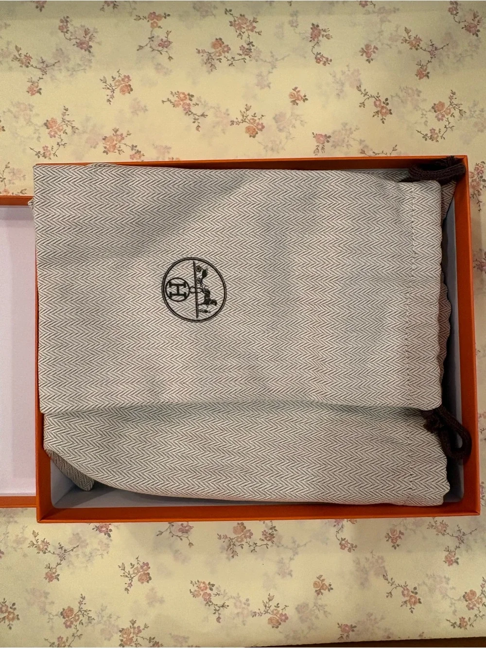 Hermes Cream Pebbled Leather Crossbody with Pink Scarf Accent